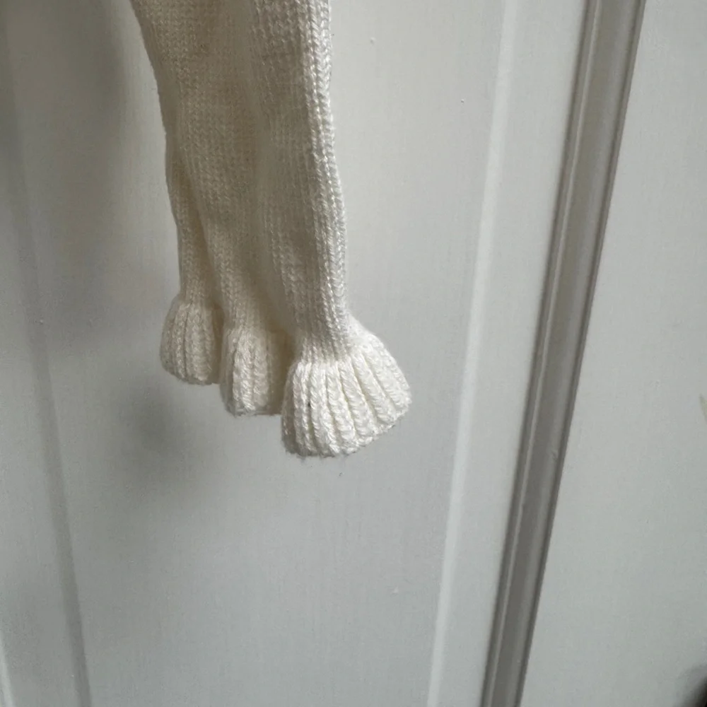 Gymboree 3T Girls Off White Ivory Cream Knit Ruffle Cardigan Sweater